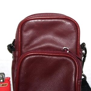 Mini Leather Crossbody Bag - Burgundy - Essential Everyday Carry